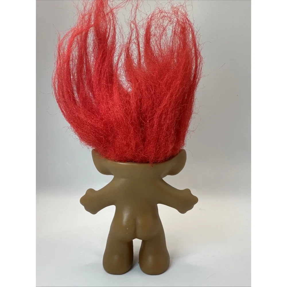 Vintage Ace Novelty Treasure Troll Doll Red Heart Gem Belly Red Hair 3 Inch